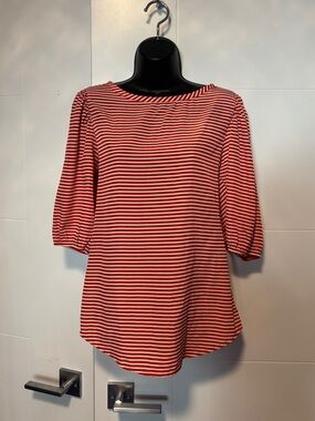Everly Red and White Striped Boatneck Top